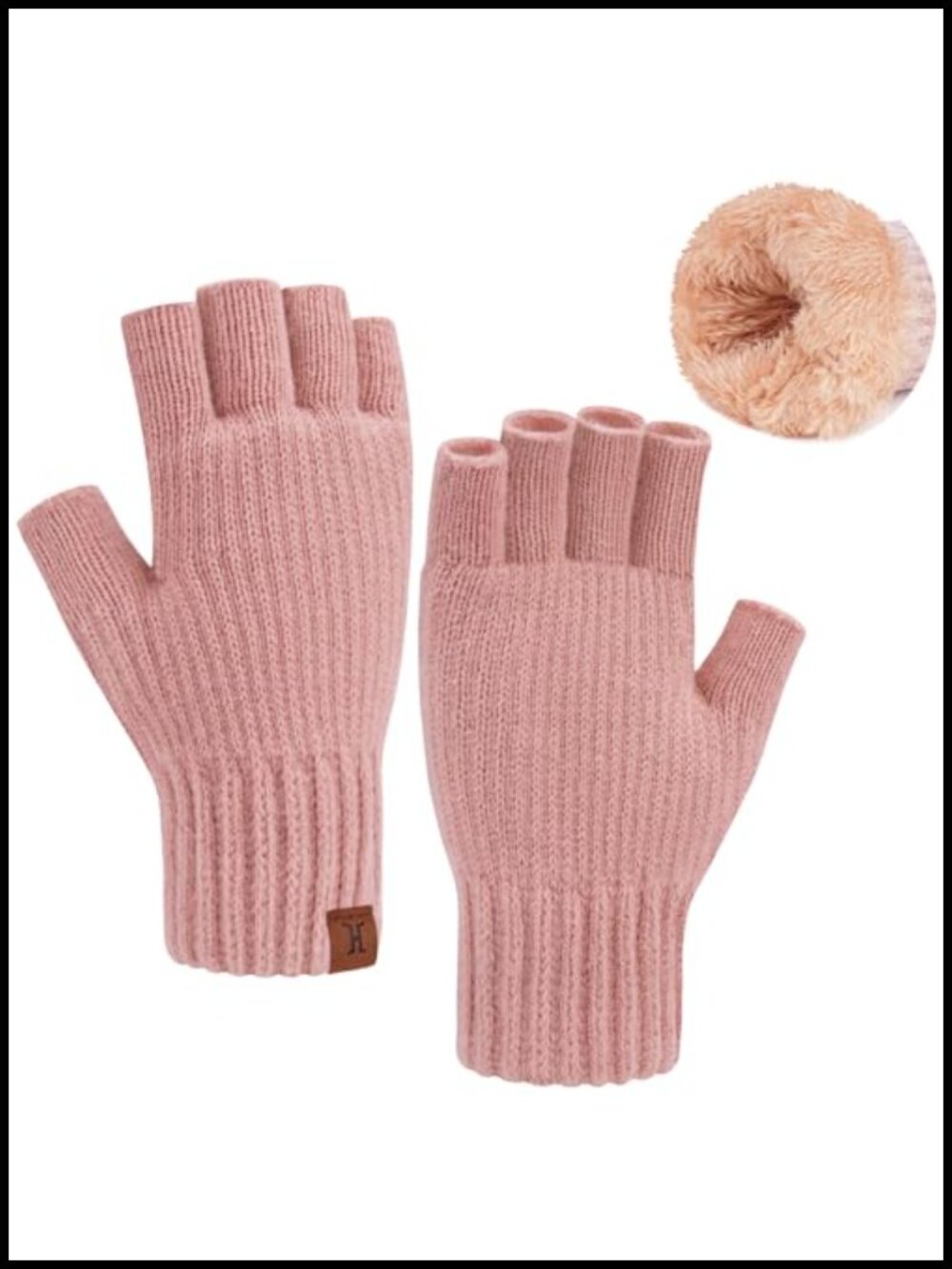 Fingerless Winter Gloves for Women Fleece Lined Knit Warm Texting Driving